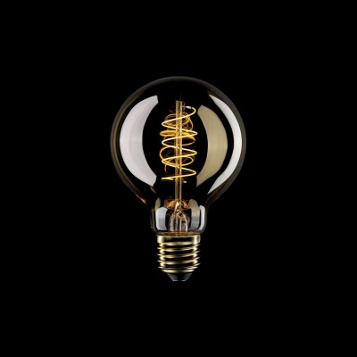 Ampoule Dorée LED Carbon Line avec filament en spirale Globe G80 4W 250Lm E27 1800K Dimmable - C05