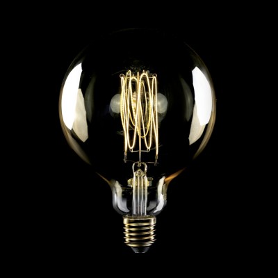 Ampoule Dorée LED Carbon Line Filament Cage Globe G125 7W 640Lm E27 2700K Dimmable - C56