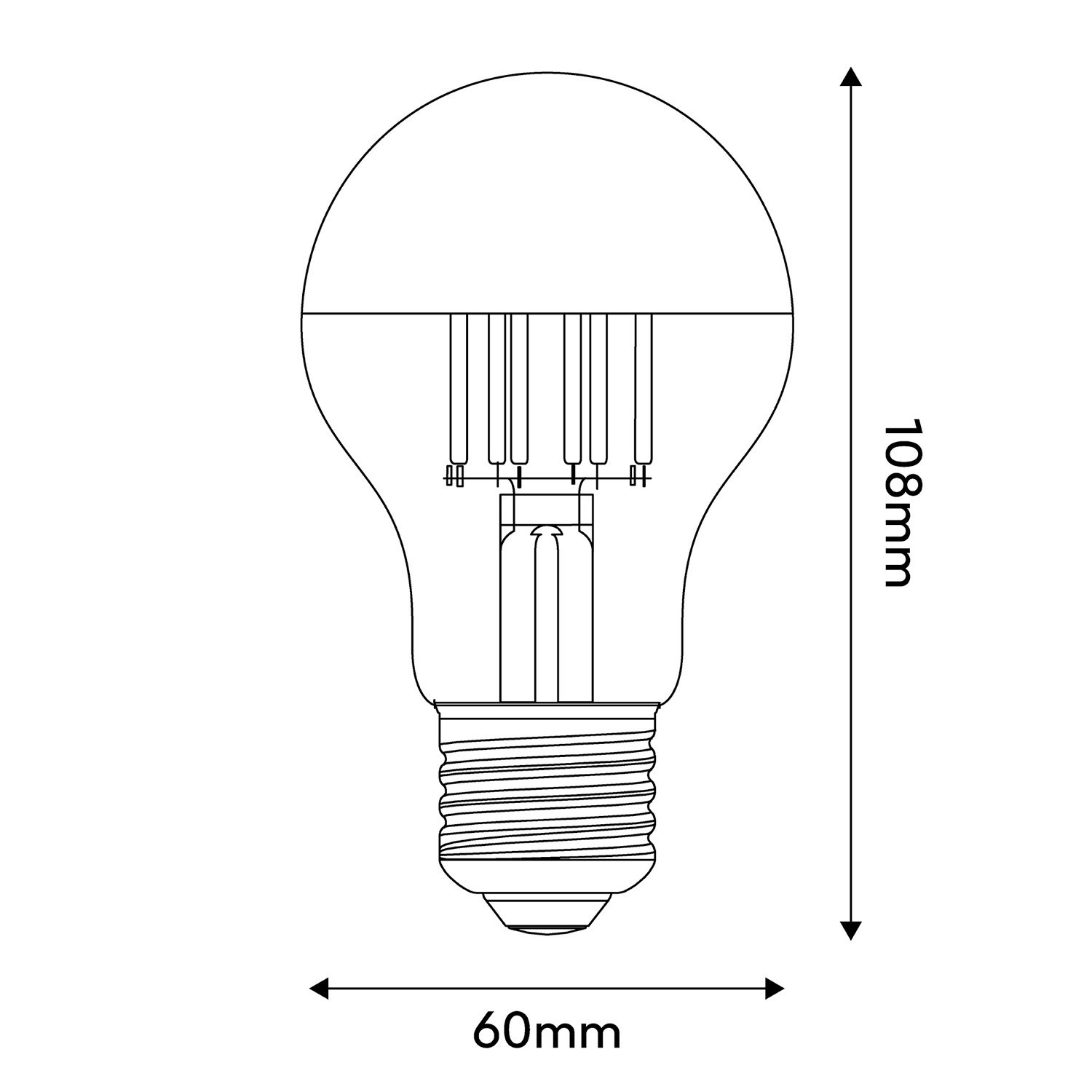 LED-Glühbirne Silber Kopfsiegel Tropfen A60 7W 650Lm E27 2700K dimmbar - A02