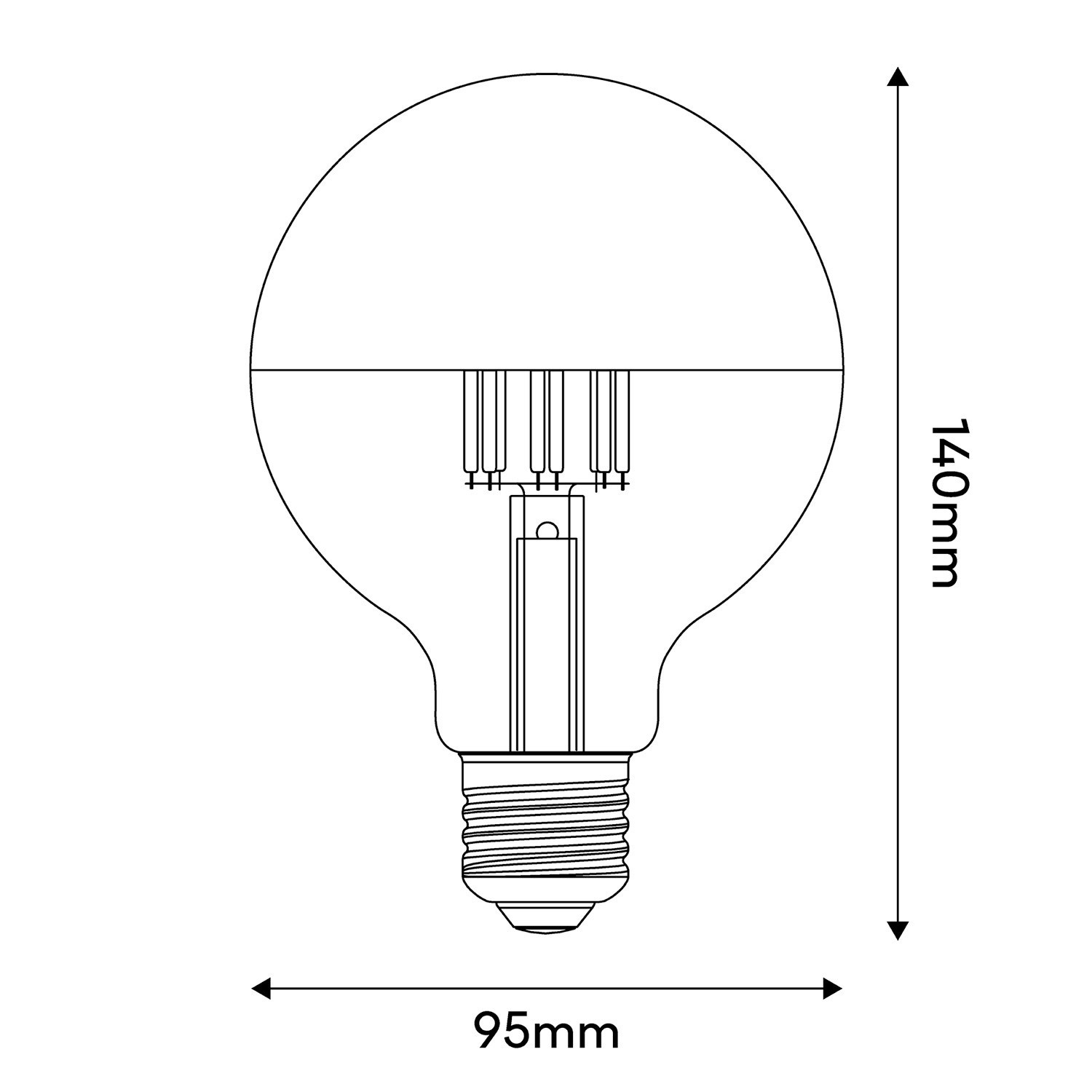 Lampadina LED Mezza Sfera Argento Globo G95 7W 650Lm E27 2700K Dimmerabile - A04