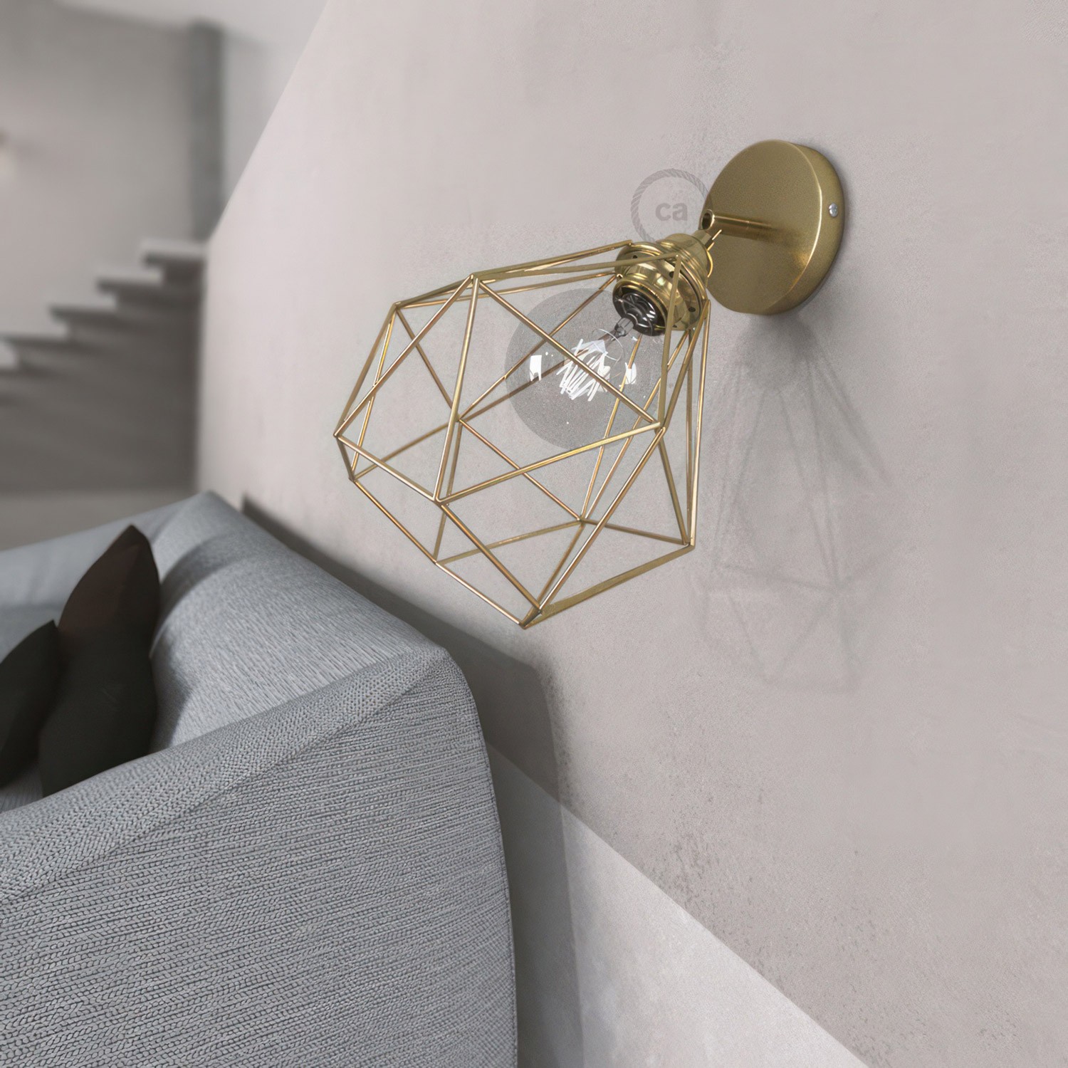 Fermaluce Metallo 90°, applique murale réglable en métal avec abat-jour Diamond