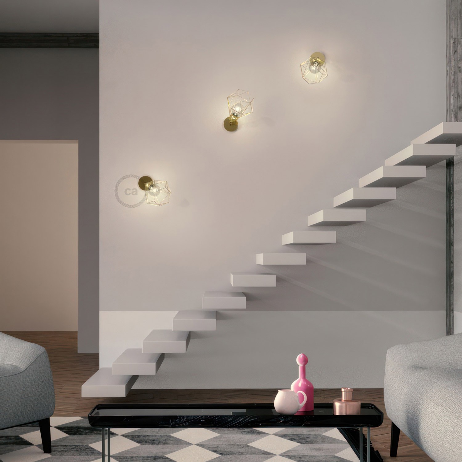 Fermaluce Metallo 90°, applique murale réglable en métal avec abat-jour Diamond