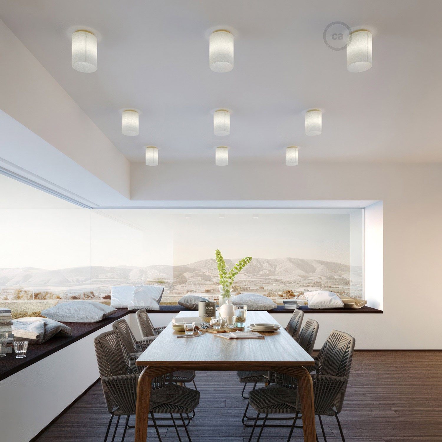 Fermaluce Metal avec Abat-Jour Cylindre, pour montage mural ou au plafond