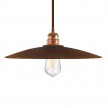 Lampada a sospensione Made in Italy completa di cavo tessile, paralume in ceramica Piatto e finiture in metallo