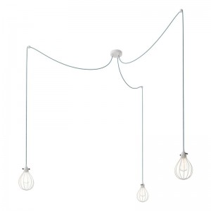 Spider - Lampe suspension multiple 3 bras Made in Italy avec câble textile et abat-jour Drop