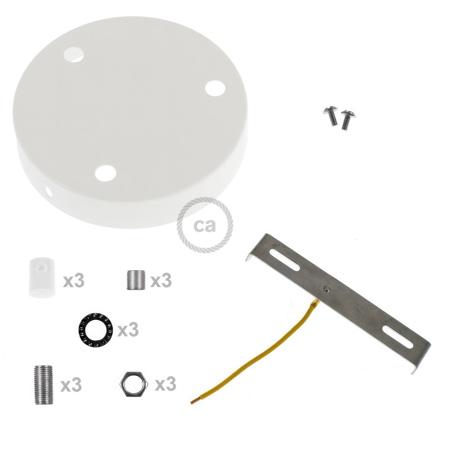 Zylindrischer 3-Loch-Lampenbaldachin Kit aus Metall