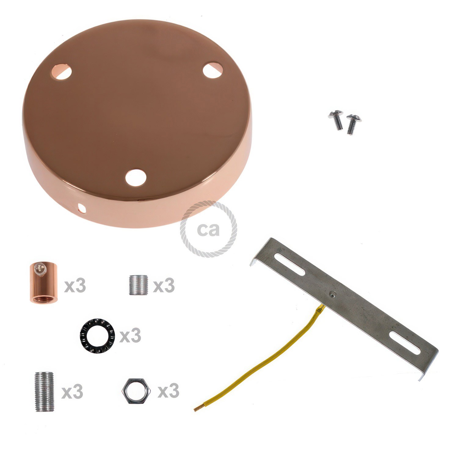 Zylindrischer 3-Loch-Lampenbaldachin Kit aus Metall