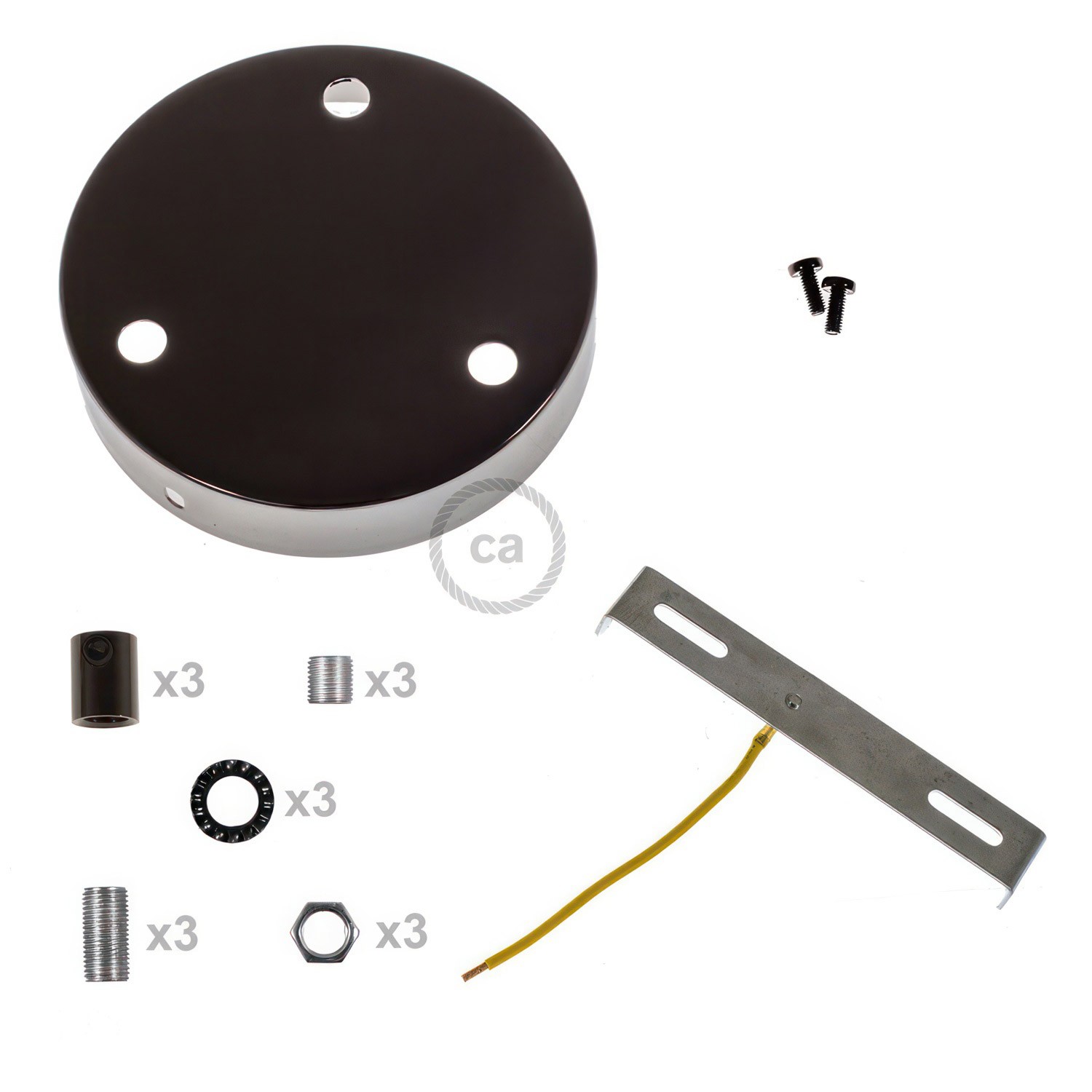 Zylindrischer 3-Loch-Lampenbaldachin Kit aus Metall
