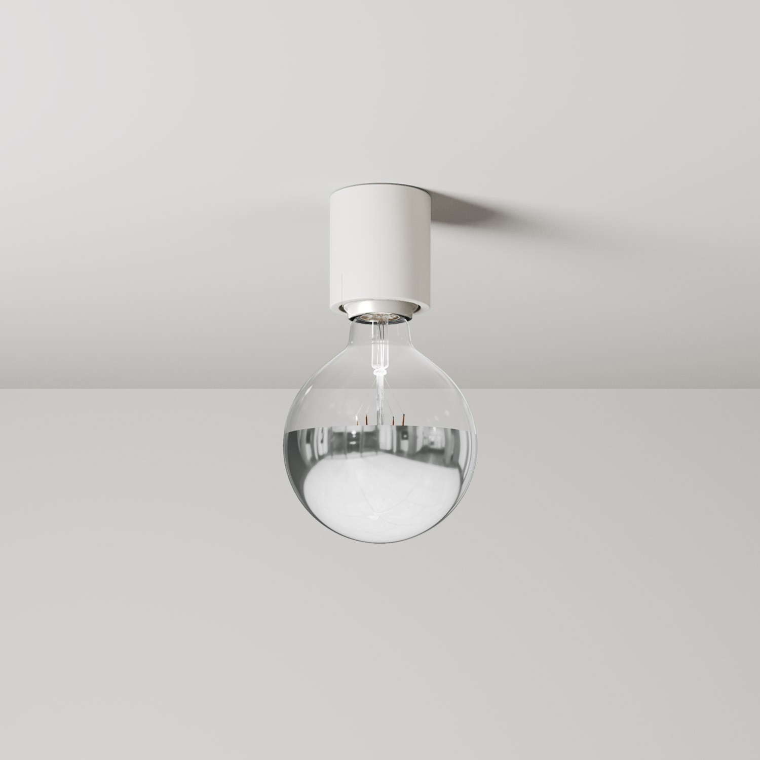 Applique con lampadina a vista mezza sfera argento - Waterproof IP44