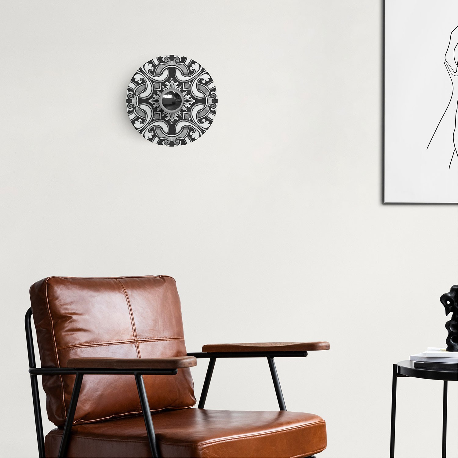 Mini plateau Ellepì 'Majoliques' pour lampes à suspension, murales et guirlandes, diamètre 24 cm - Made in Italy