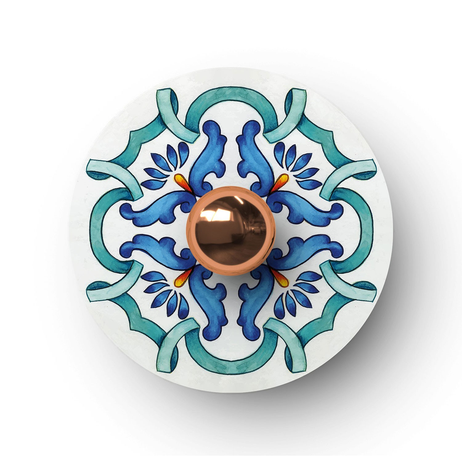 Mini plateau Ellepì 'Majoliques' pour lampes à suspension, murales et guirlandes, diamètre 24 cm - Made in Italy
