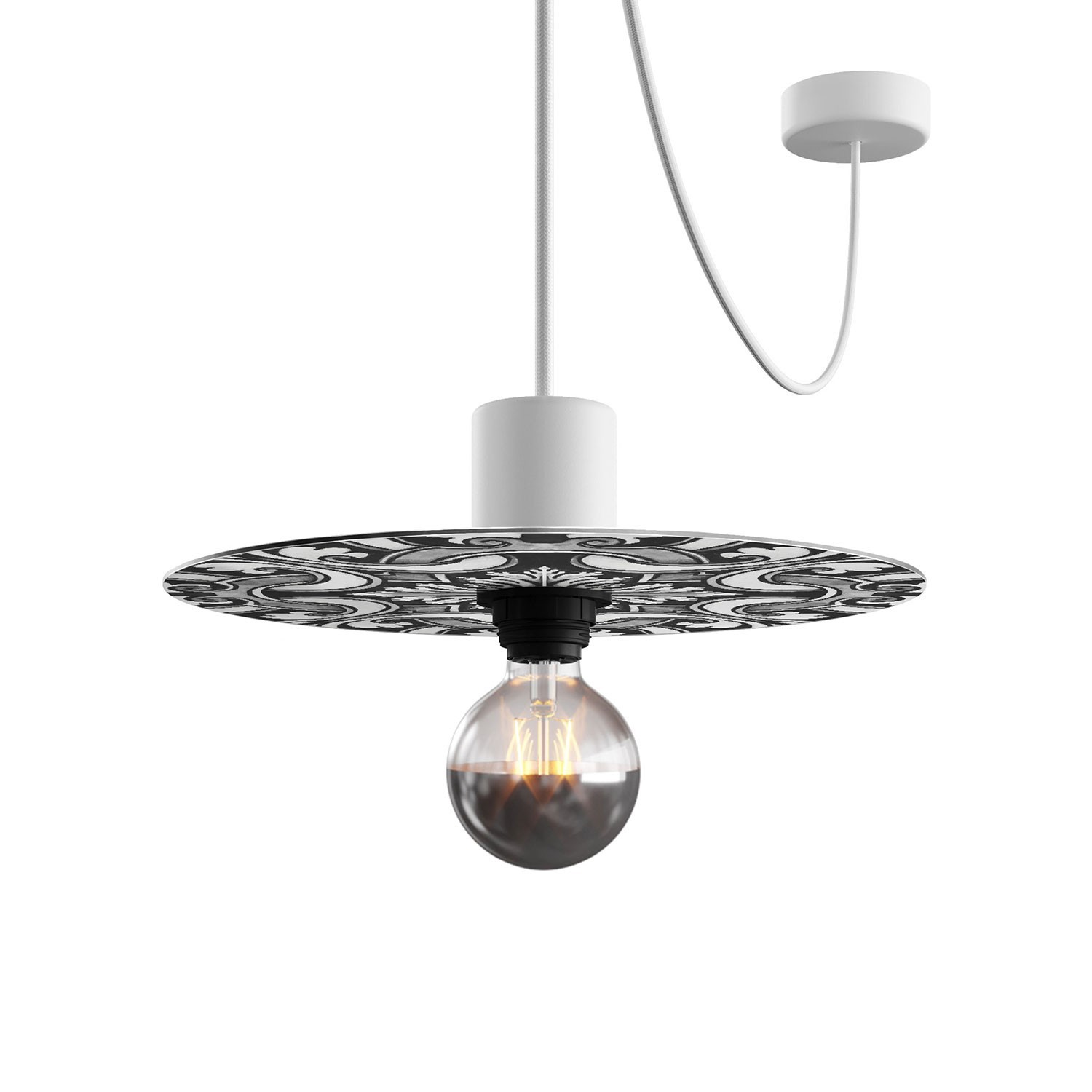 Mini plateau Ellepì 'Majoliques' pour lampes à suspension, murales et guirlandes, diamètre 24 cm - Made in Italy