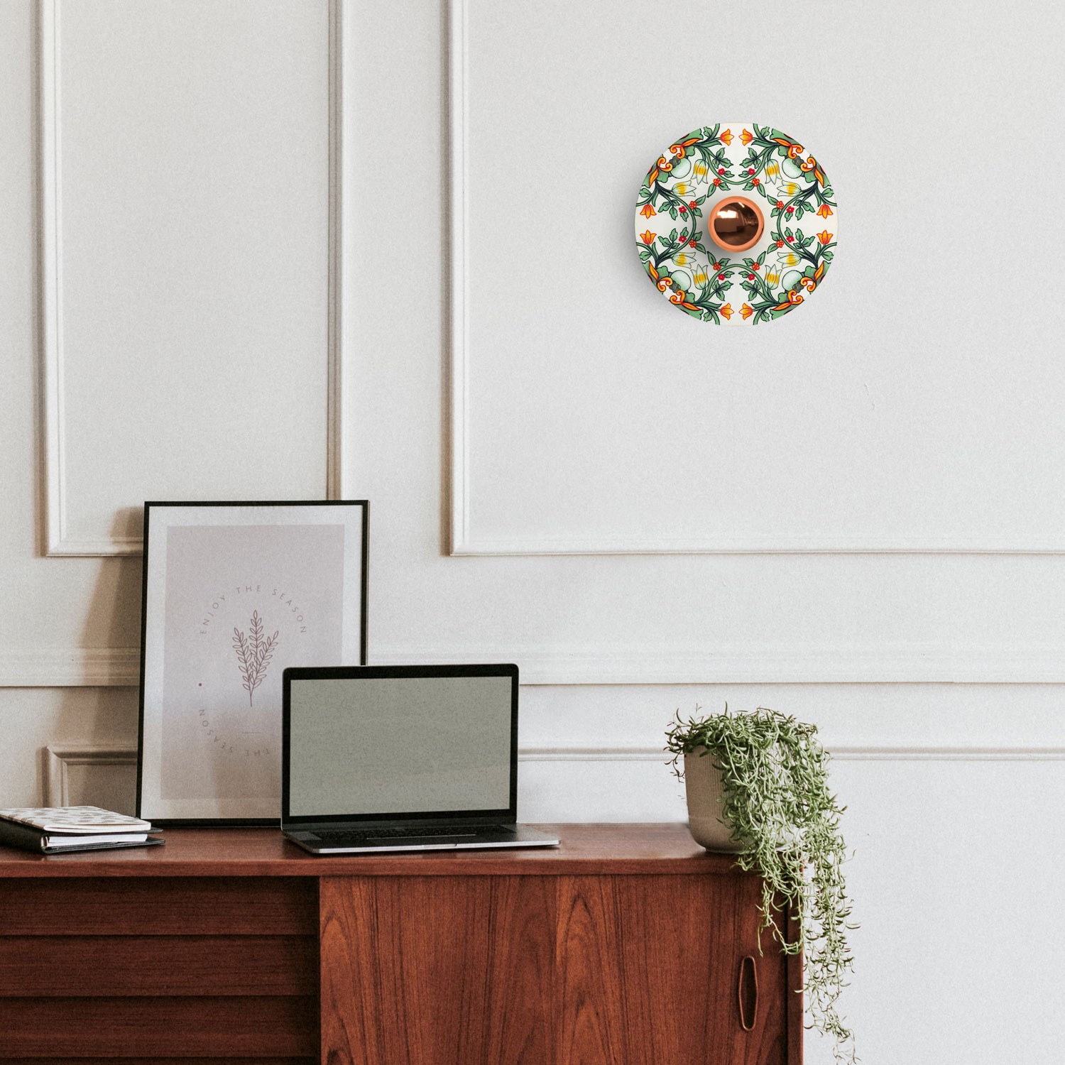 Mini plateau Ellepì 'Majoliques' pour lampes à suspension, murales et guirlandes, diamètre 24 cm - Made in Italy
