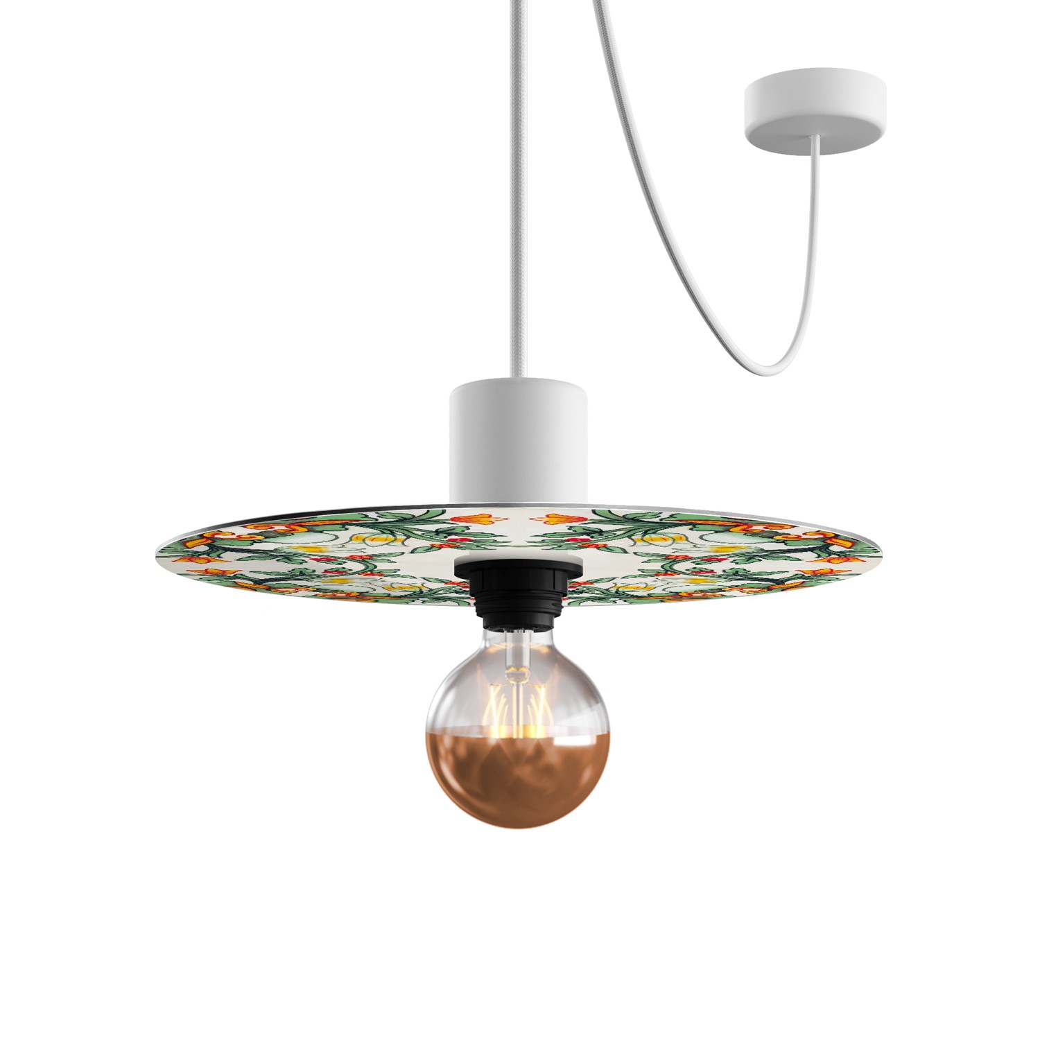 Mini plateau Ellepì 'Majoliques' pour lampes à suspension, murales et guirlandes, diamètre 24 cm - Made in Italy
