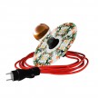 Snake Eiva mit Mini Teller-Lampenschirm Ellepì 'Maiolica', tragbare Außenleuchte mit wasserfester IP65 Lampenfassung und Stecker