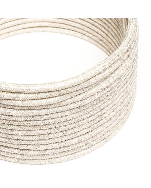 Cavo Elettrico rotondo rivestito in Lino Naturale Neutro RN01