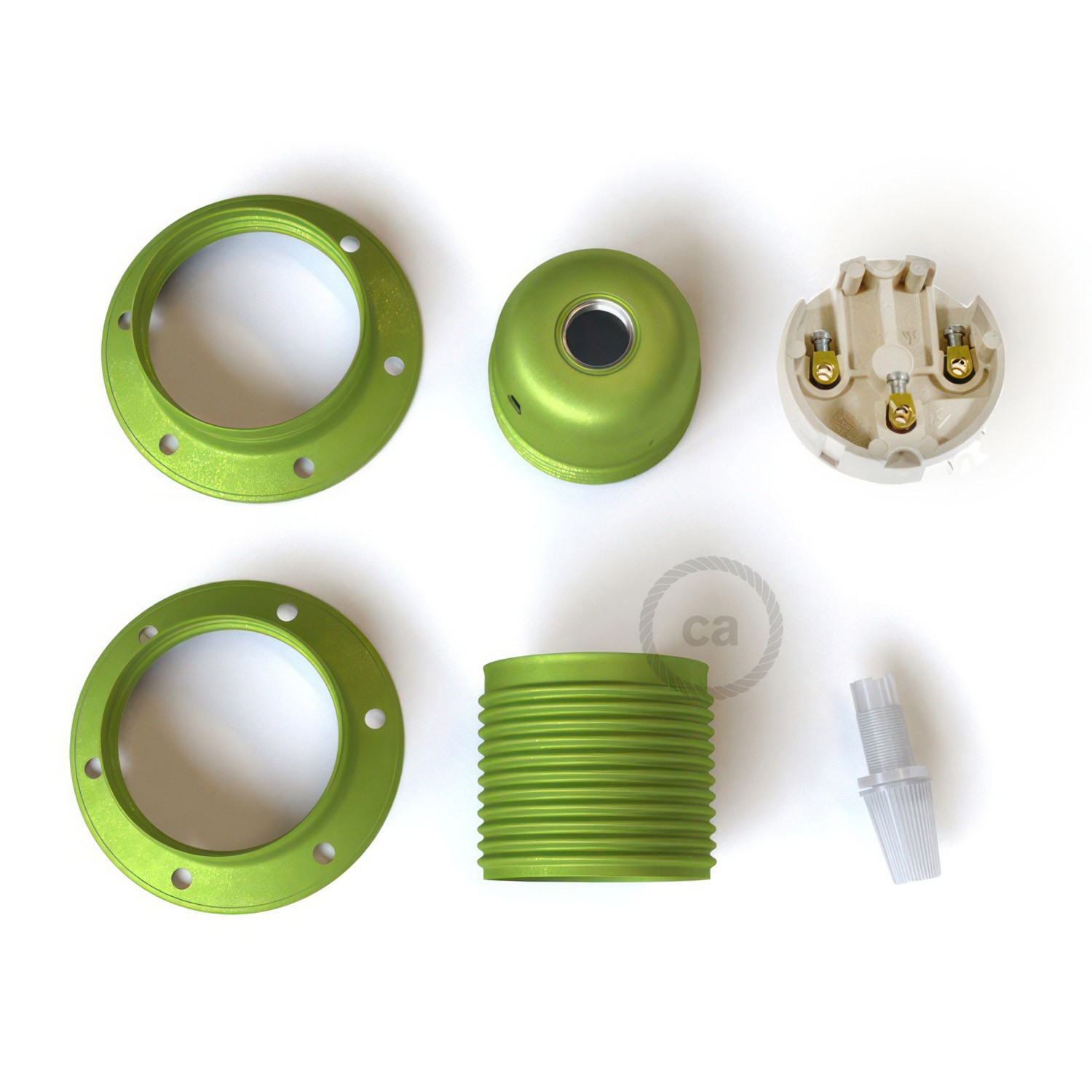 Kit E27 Lampenfassung aus Metall mit Doppelklemmring für Lampenschirm