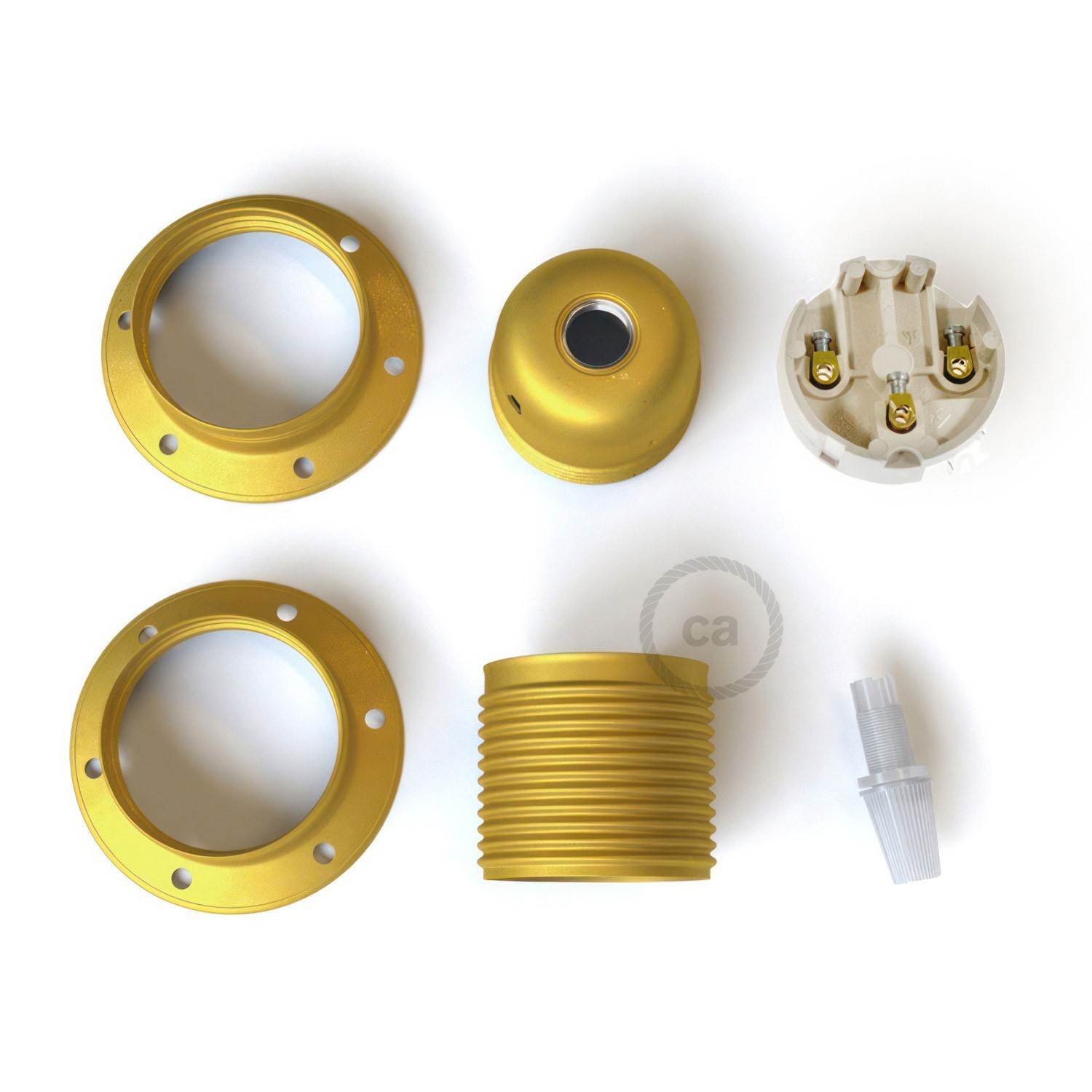 Kit E27 Lampenfassung aus Metall mit Doppelklemmring für Lampenschirm