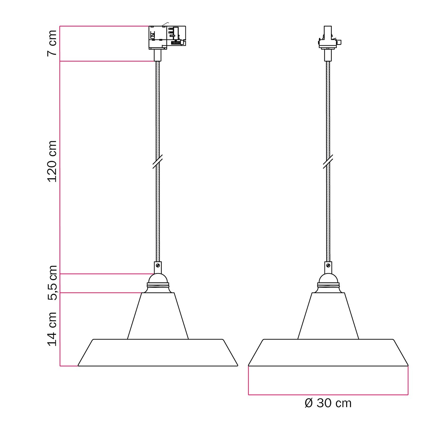 Lampada a sospensione con paralume in ceramica Industriale a binario