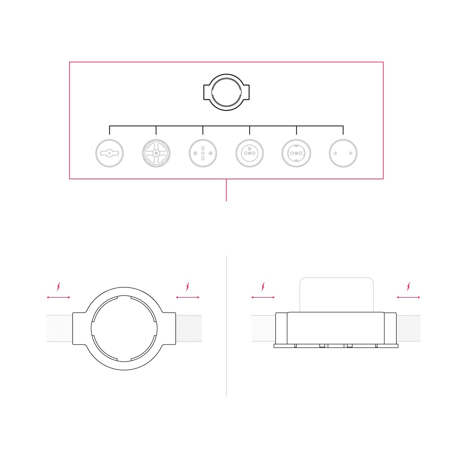 Base in porcellana per presa elettrica e interruttore/deviatore compatibile con Creative-Tubes - da 1 a 4 uscite