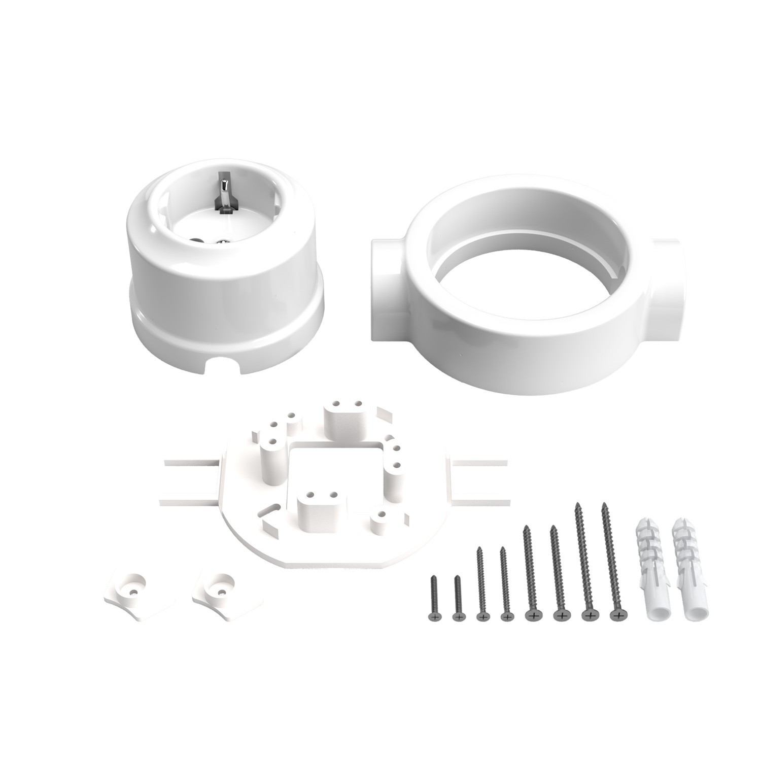 Kit presa Schuko da parete e base per Creative-Tubes in porcellana