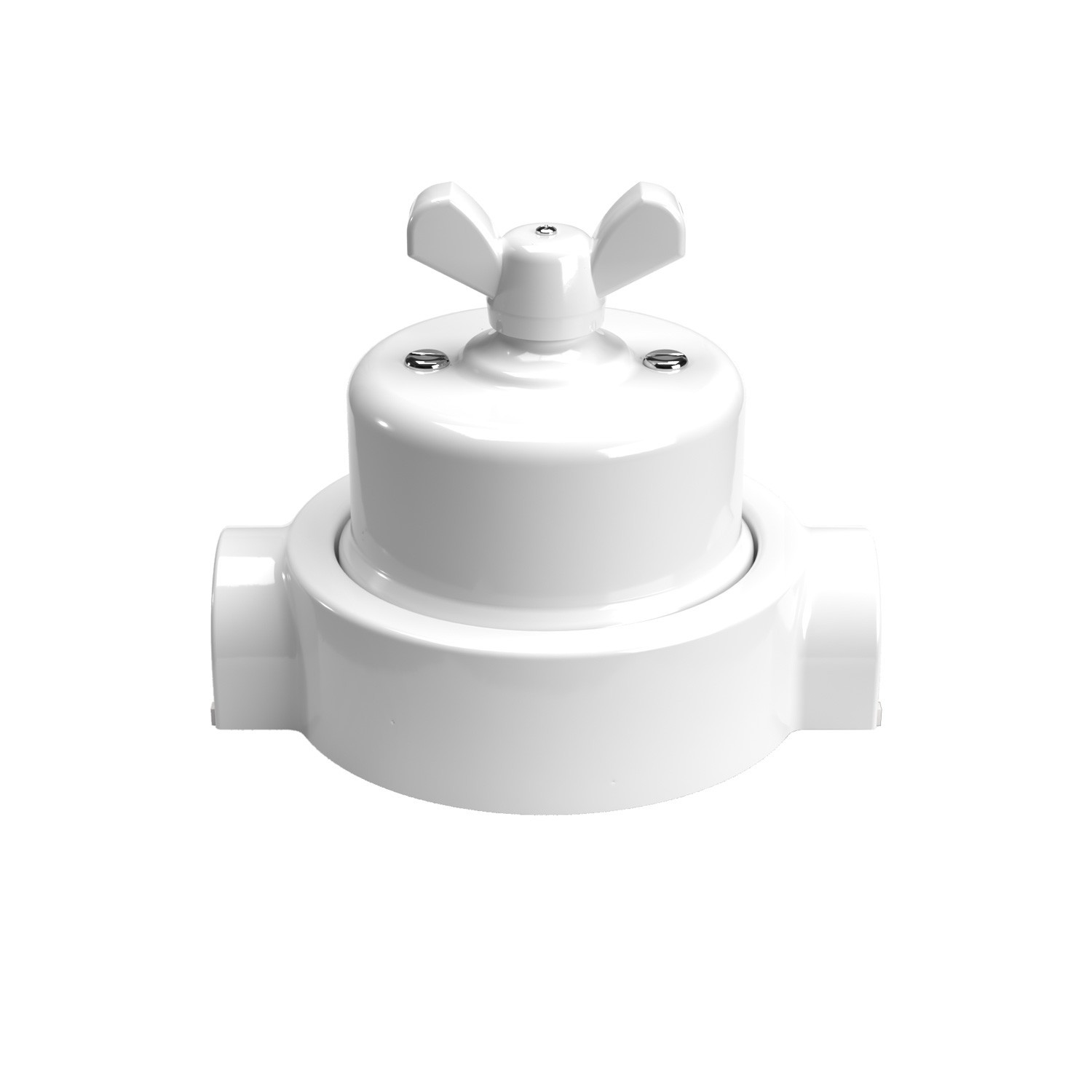 Kit interruttore/deviatore con dado a farfalla e base per Creative-Tubes in porcellana bianca