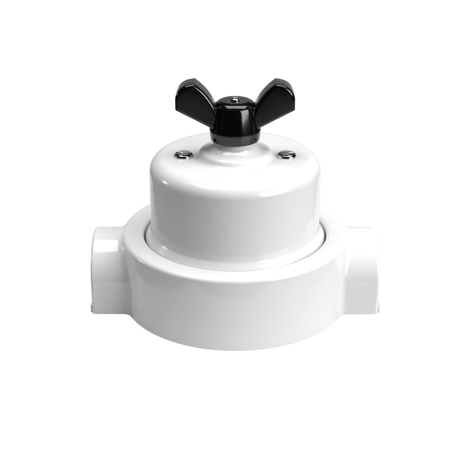 Kit interruttore/deviatore con dado a farfalla e base per Creative-Tubes in porcellana bianca