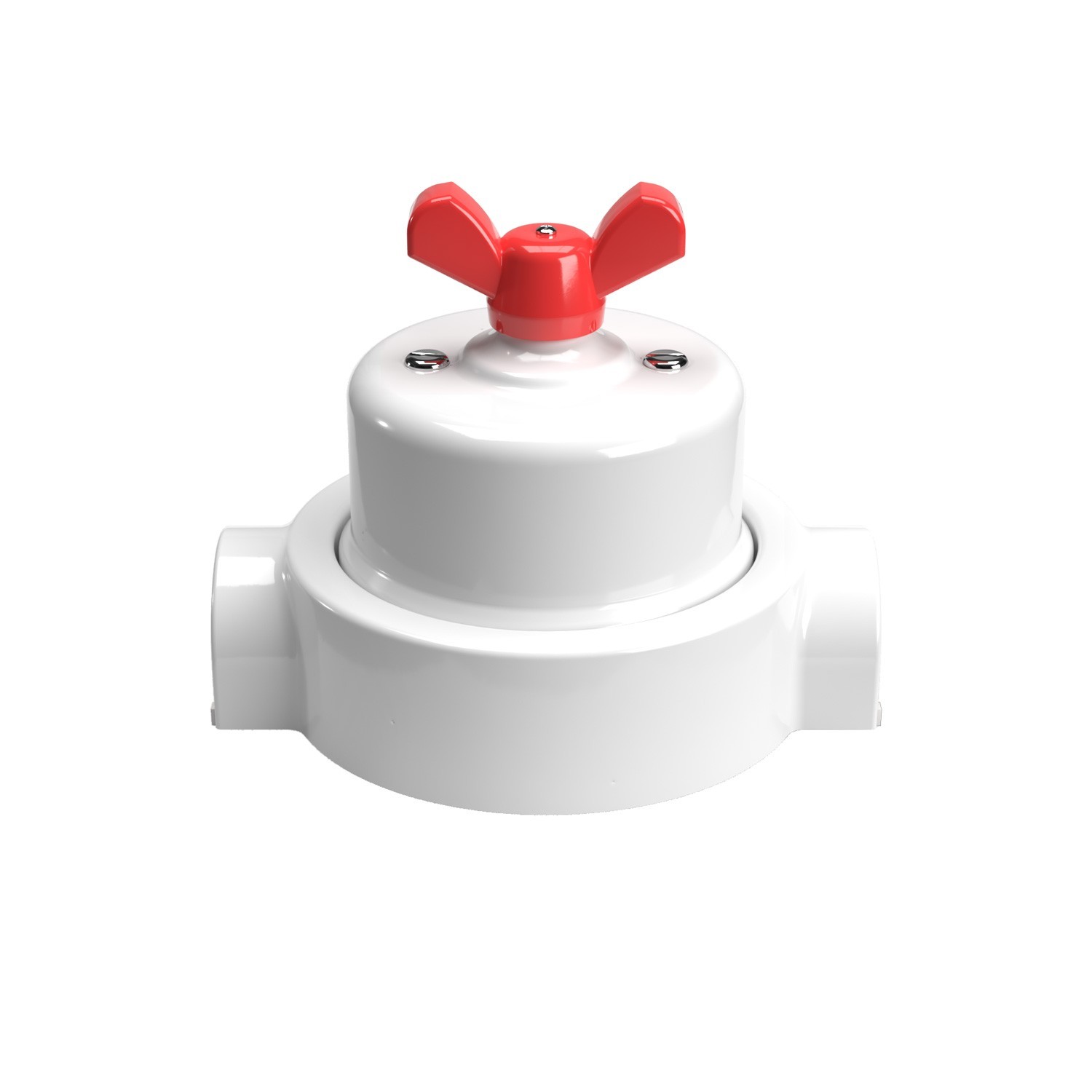 Kit interruttore/deviatore con dado a farfalla e base per Creative-Tubes in porcellana bianca
