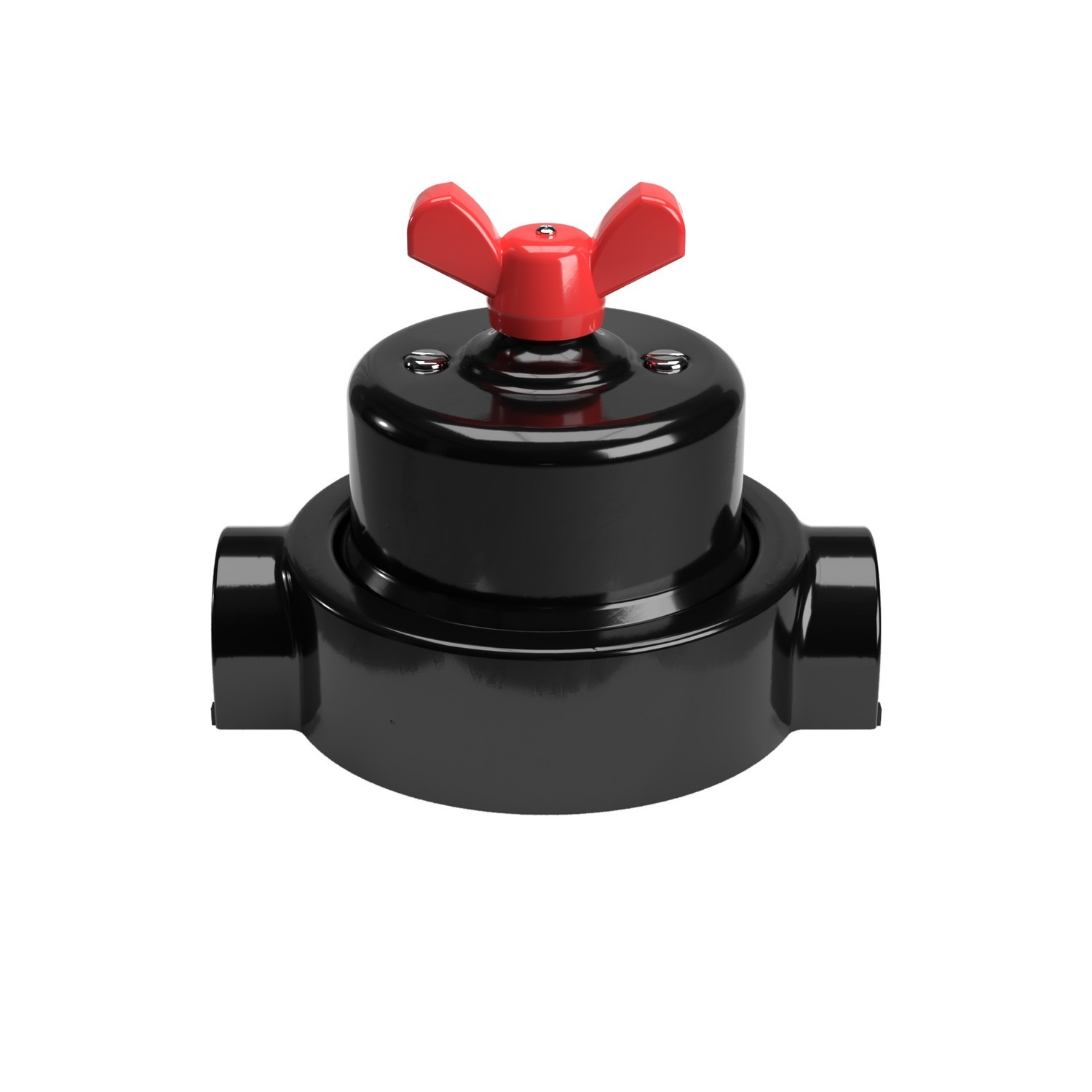 Kit interruttore/deviatore con dado a farfalla e base per Creative-Tubes in porcellana nera