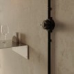 Kit interruttore/deviatore con dado a farfalla e base per Creative-Tubes in porcellana nera
