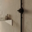Kit interruttore/deviatore con dado a farfalla e base per Creative-Tubes in porcellana nera