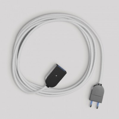 Verlängerungskabel mit glänzend weißem Textilkabel 2P 10A Made in Italy