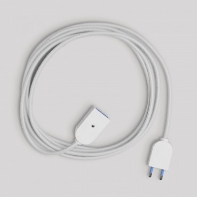 Verlängerungskabel mit glänzend weißem Textilkabel 2P 10A Made in Italy