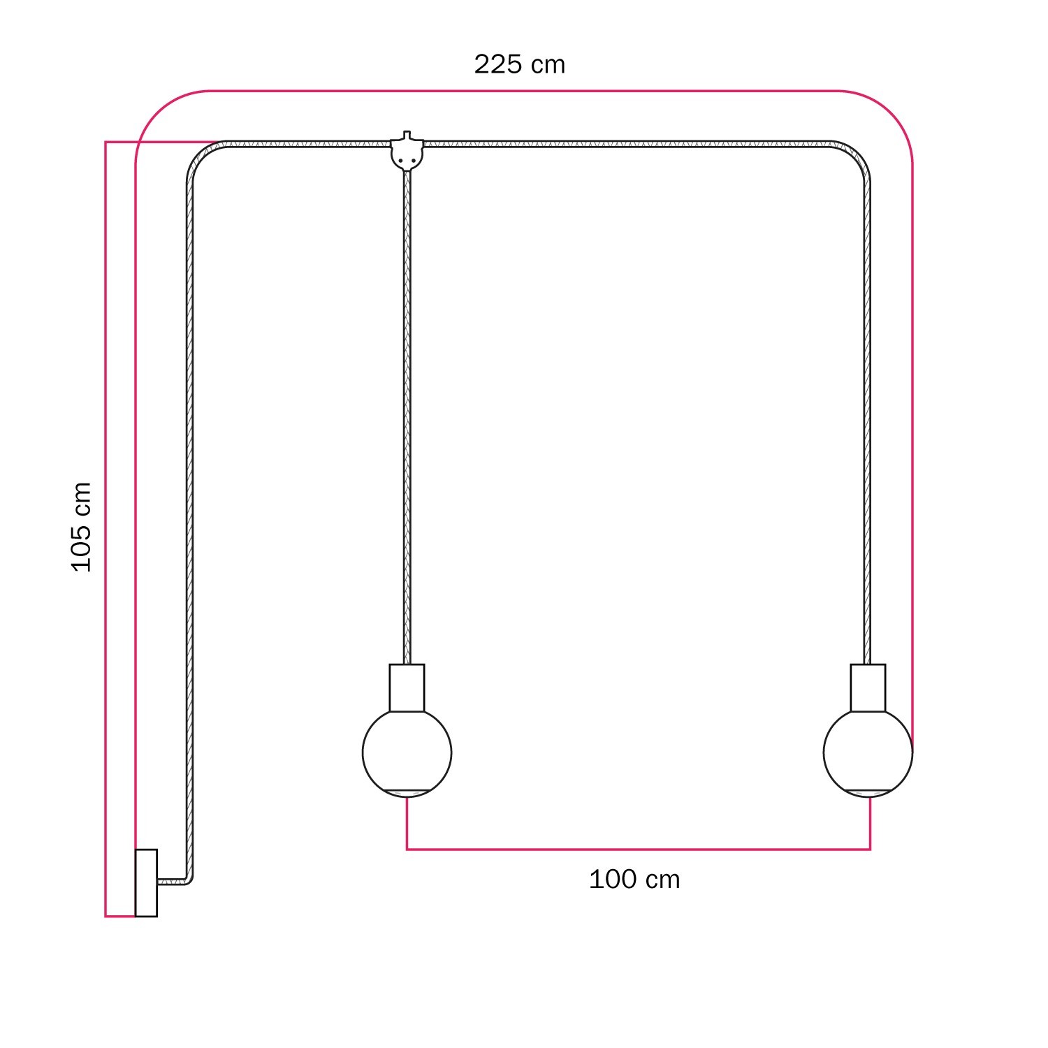 Lampe d'extérieur suspendue EIVA IP65 à 2 chutes avec abat-jour incassable Unbreak-a-Ball