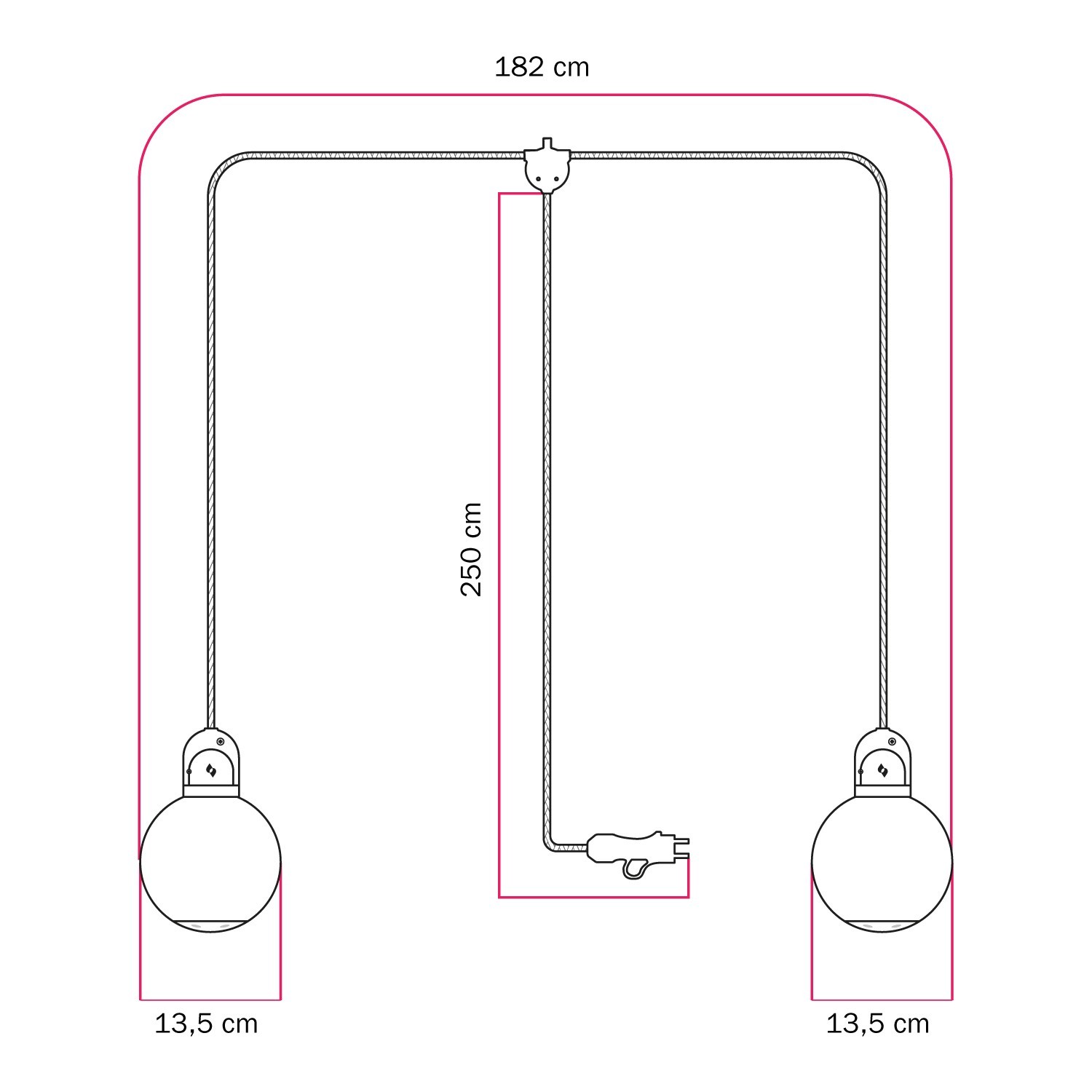 Lampe d'extérieur enfichable EIVA IP65 à 2 chutes avec abat-jour incassable Unbreak-a-Ball