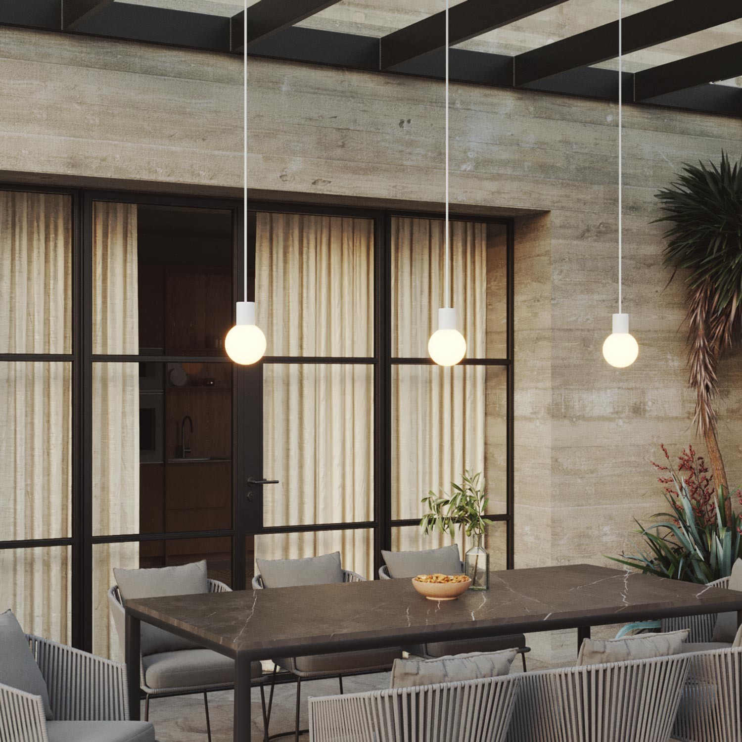Lampe d'extérieur EIVA IP65 à 3 chutes avec abat-jour incassable Unbreak-a-Ball