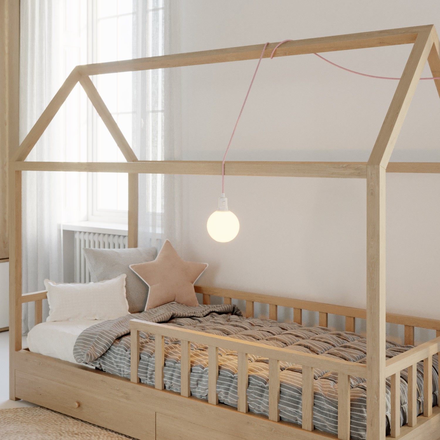 Tragbare Lampe Snake mit Schalter am Lampenfuß, Stecker und bruchsicherem Unbreak-a-Ball-Lampenschirm