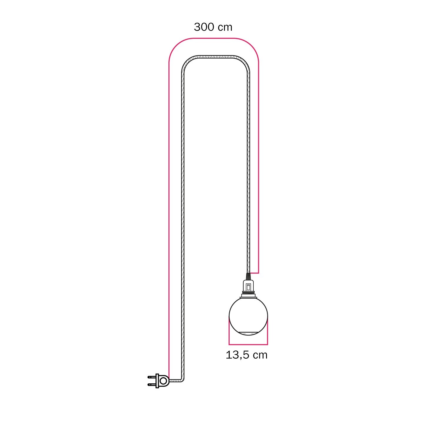 Lampe portable Snake avec interrupteur sur douille, prise et abat-jour incassable Unbreak-a-Ball