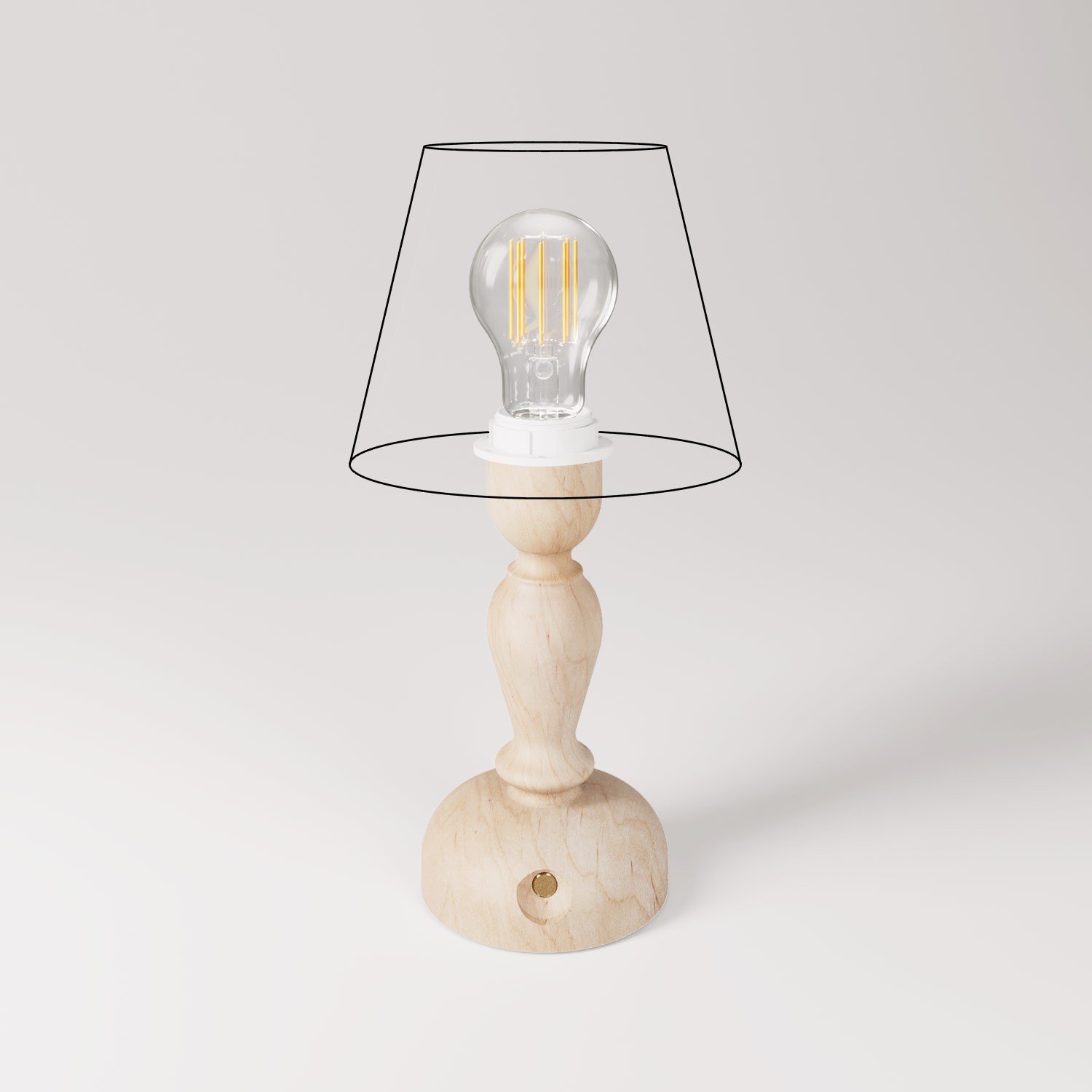 Lampada portatile ricaricabile Cabless14 con lampadina a goccia e predisposizione per paralume