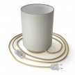 Posaluce aus Metall mit Lampenschirm Cilindro Linone Weiß, komplett mit Textilkabel, Schalter und 2-poligem Stecker