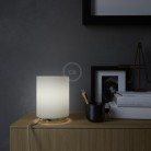 Posaluce aus Metall mit Lampenschirm Cilindro Linone Weiß, komplett mit Textilkabel, Schalter und 2-poligem Stecker