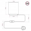 Lampe Posaluce en métal avec abat-jour Cilindro Linone Blanc, avec câble textile, interrupteur et prise bipolaire