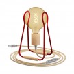 Taché Wood, lampe de table avec câble textile, interrupteur et fiche bipolaire