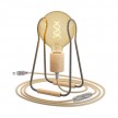 Taché Wood, lampe de table avec câble textile, interrupteur et fiche bipolaire