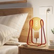 Taché Wood, lampe de table avec câble textile, interrupteur et fiche bipolaire