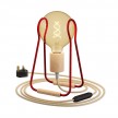 Taché Wood, lampe de table avec câble textile, interrupteur et fiche bipolaire