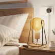 Taché Wood, lampe de table avec câble textile, interrupteur et fiche bipolaire