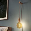 Snake, Zuleitung mit Lampenfassung aus Holz, Stecker und Schalter, komplett mit Rolé, unserem Wand- oder Deckenpin aus Holz