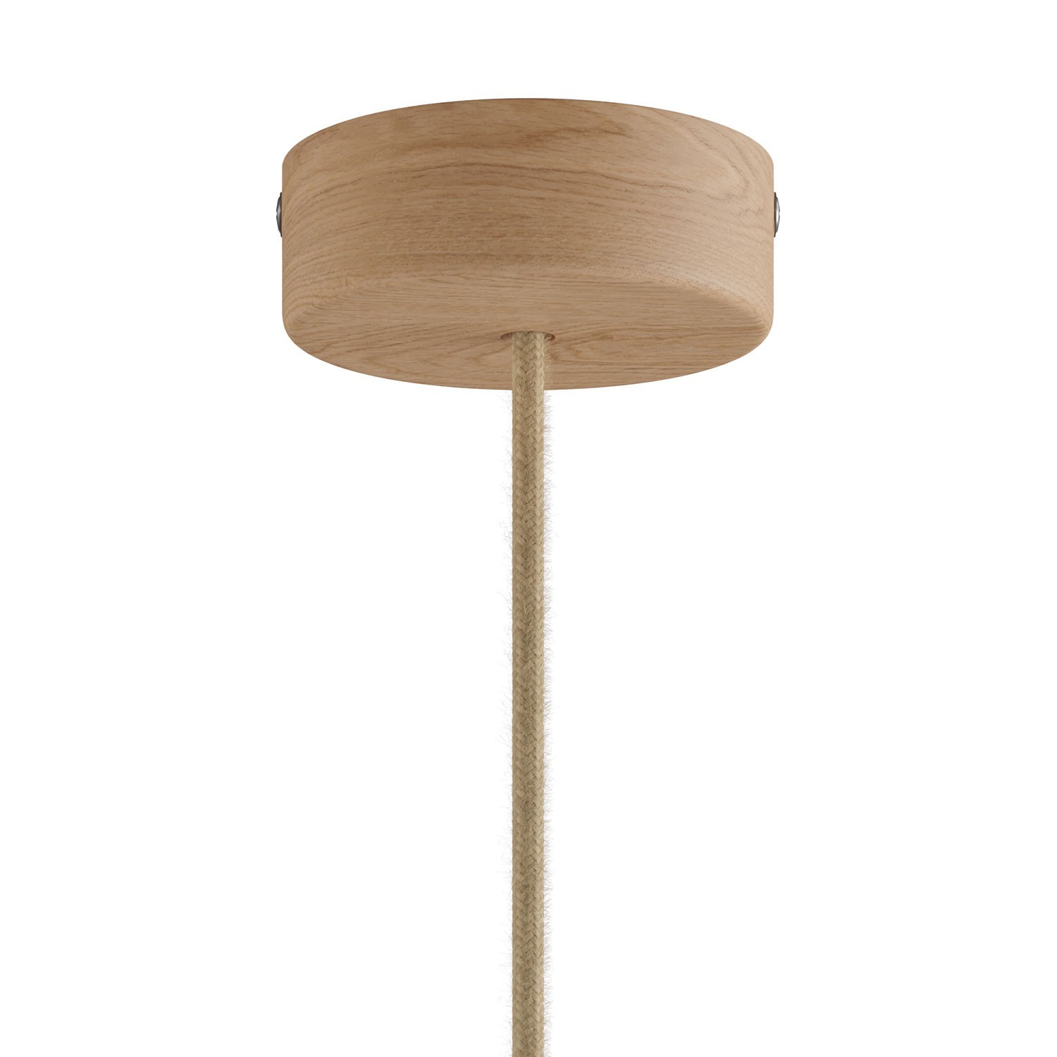 Lampada a sospensione Made in Italy completa di cavo tessile e paralume Tub-E14 in legno