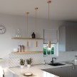 Pendelleuchte Made in Italy, komplett mit Textilkabel und Tub-E14 Lampenschirm aus Holz